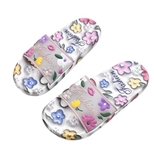 Women's Floral Sandals Beach Slippers Y2K Aesthetic Kawaii Cute Slip on Flat Summer Comfort Walking Shoes Shower Slippers