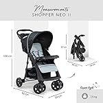 Hauck Kinder Buggy Shopper Neo II mit zwei Getränke- und Zubehör Ablagen, Einhändig Klein Zusammenklappbar, Leicht, Bis 25 kg, mit Liegefunktion, Tasche im Verdeck, XL Einkaufskorb (Caviar/Silver)