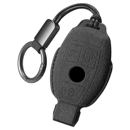 for Benz Key Fob Cover with Keychain, Suede Car Key Case Full Protection Compatible with Mercedes Benz A C E S Class AMG E260l C200l GLK CLA GLA GLC GLE CLS SLK