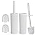 Topsky Toilet Brush & Holder Set, 2 Pack Plastic Round Barrel Loo Brush with 2 Replacement Heads, Durable for Bathroom, White