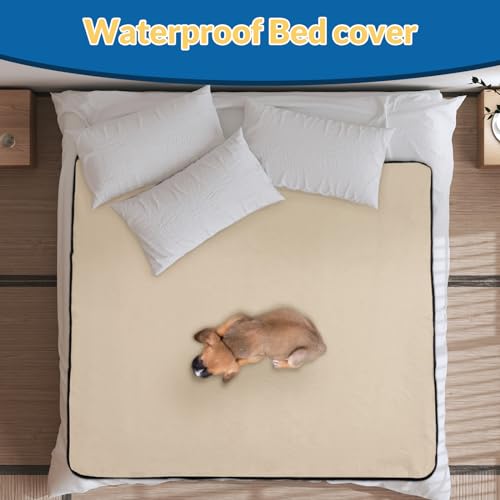 Image of 165cm x 122cm Washable Pee Pads for Dogs Beige Thick Reusable Puppy Pads Strong Absorbing Leak-Proof Dog Whelping Mats Chew-Proof Non-Slip Dog Playpen Pads