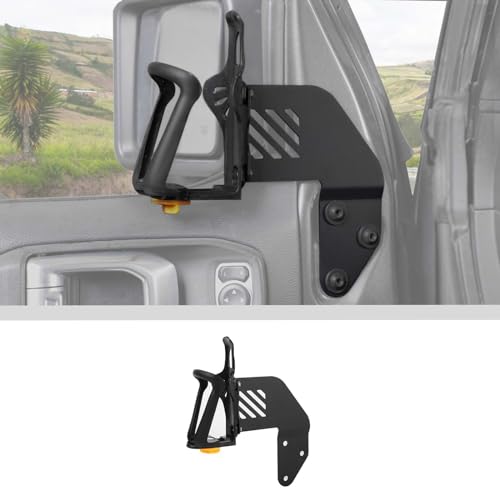 JWWY for Jeep JL Front Door Cup Holder Drink Holder on Drivers Left Side Beverage Rack for 2018-2026+ Jeep Wrangler JL JLU & Gladiator JT 4xe Interior Accessories Alloy