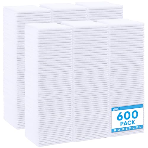HOMEXCEL White Microfiber Cleaning Cloth 600 Pack, Microfiber Towel for Cars, Lint Free, Scratch-Free, Highly Absorbent, and Cleaning Rags for House, Window and Glass, Cars, TV Screen 11.5 X11.5 inch