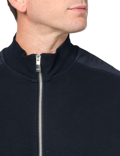Armani Exchange Men's Logo Tape Full Zip Cotton Poly Bomber Sweatshirt2