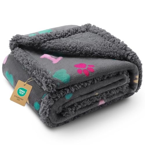 Image of Luciphia Waterproof Pet Blankets for Couch Sofa Bed Cover Cat Liquid Pee Proof Washable Soft Fluffy Large Dog Blanket Reversible Furniture Protection Puppy Grey Bone Thicken Small(40 inch x 28 inch)