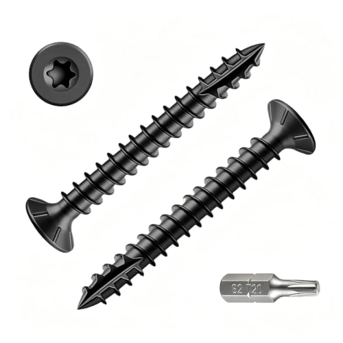 Image of Wensilon #6 * 1-1 /4 inch Black Deck Screws, (pcs) 5 lbs Exterior Wood Screws, Rust Resistant Epoxy Coated,Star Bit.