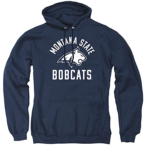 Montana State University Official One Color MSU Bobcats Logo Unisex Adult Pull-Over Hoodie,Navy, Large