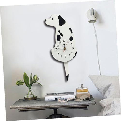 Horloge murale créative cuisine et chambre enfant motif chien blanc en acrylique - 6