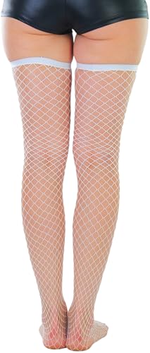 Image of ToBeInStyle Women's Vibrant Large Net Fishnet Thigh High Elastic Nylon Novelty Stockings