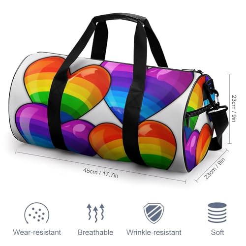 Duffel Bag Rainbow Colored Gay Pride Hearts Printed Foldable Gym Bag for Men Women Duffle Bag Lightweight with Inner Pocket for Travel Sports2