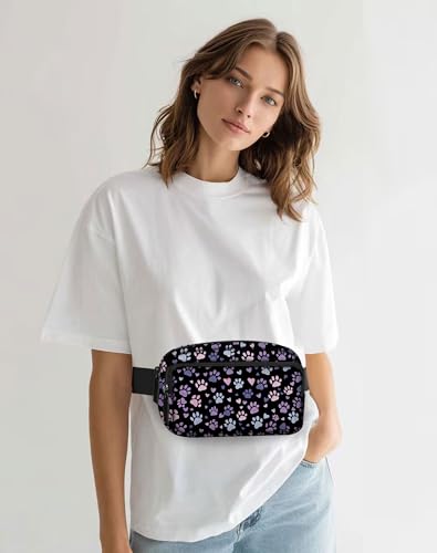 Image of Paw Print Fanny Pack Lightweight Belt Bag Fashion Waist Pouch | Waterproof, Crossbody Bags for Women, Sports, Running, Traveling, Hiking