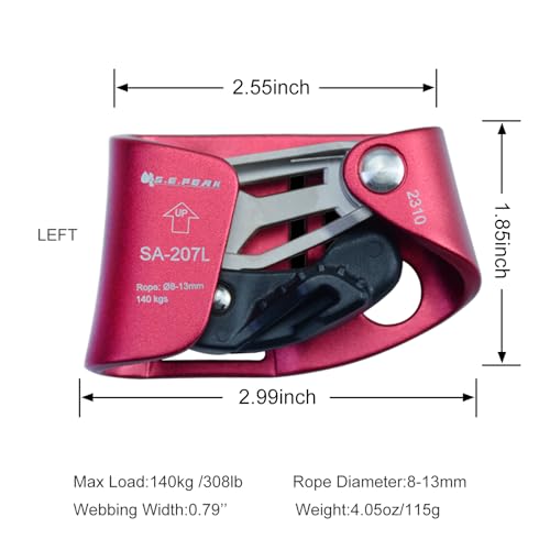 S.E.PEAK Foot Ascender Upgrade Foot Riser 140 kg Equipamento de Rapel Forte para Arboristas de Escal