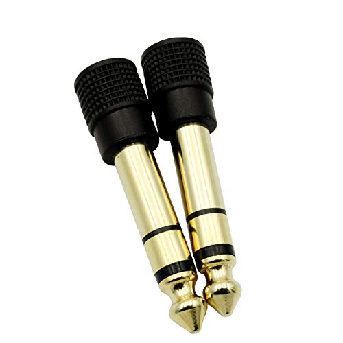 Audio-Adapter-635mm-14-inch-Male-to-35mm-18-inch-Female-Stereo-Headphone-Connector-Gold-Plated-2-Pack
