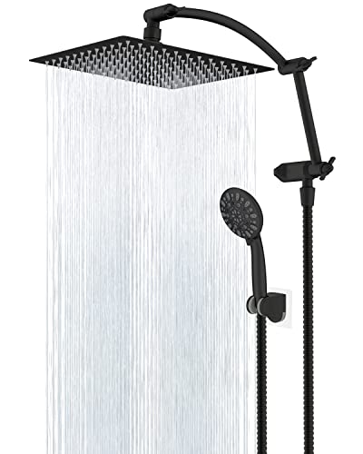 Hibbent Shower Head,10 Inch High Pressure Rainfall Shower Head,Handheld Showerhead Combo With Adjustable Shower Extension Arm,71'' Hose Showerhead Holder,Oil-Rubbed Bronze #TOP7