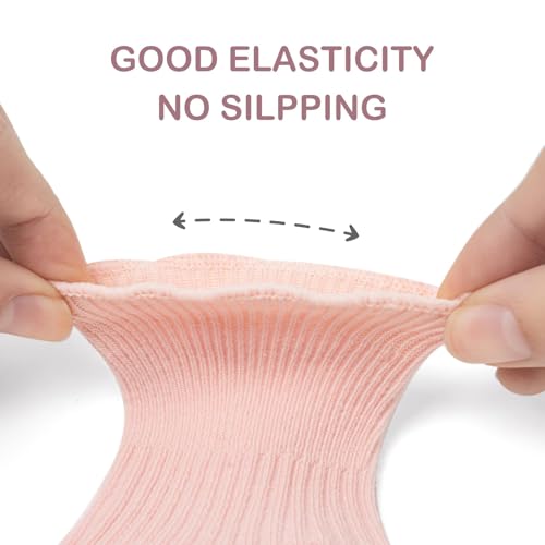 Image of Baby Toddler Ruffle Socks for Girls Cute Crew Grip Frilly Socks