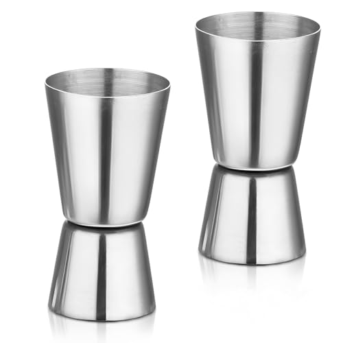 2 Stück Cocktail Messbecher, 2cl & 4cl Dual Spirit Measure Cup Jigger, Präzise Skala Messbecher Cocktail, cl Messbecher Cocktail für Bars Zuhause Hochwertiges Gin Whiskey Alkohol