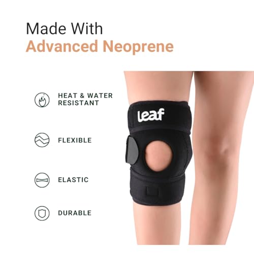 Image of leaf Neoprene Ortho Premium Knee Support Brace Ergonomic, Adjustable Compression For Pain Relief, Injury Recovery, And Sports Breathable Non-Slip Stability Knee Grip Black | Universal
