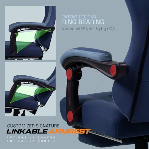 Baybee Drogo Throne Ergonomic Gaming Chair With Linkage Armrest,Foot Rest,& Adjustable Seat|Computer Chair With Fabric,Head & Massager Lumbar... - Image 6