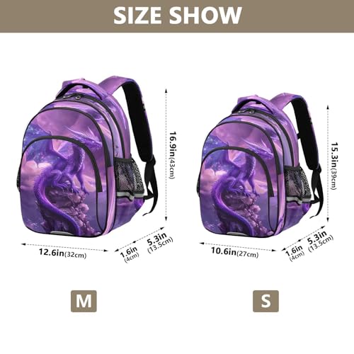 Purple Dragon Mountain Top Backpack for Kids Boys Girls School Bag Elementary Bookbag Travel Rucksack Small3