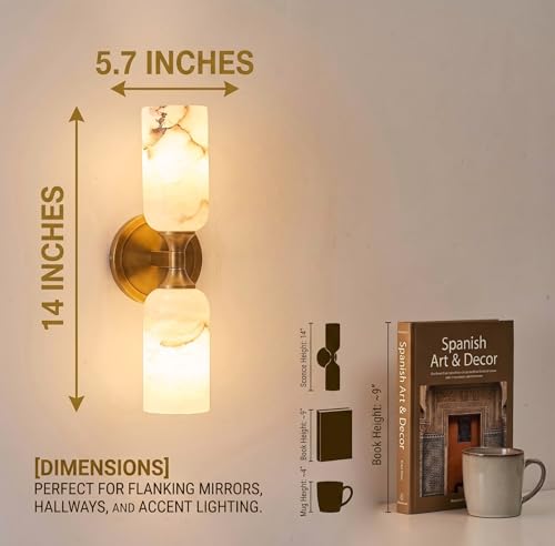 Image of Modern Spanish Alabaster Wall Sconce 14 inch