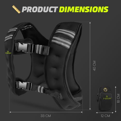 Image of HACER Weighted Vest with Sand Filling Strength Training Equipment Adjustable Straps Pockets Weights for Men and Women Gym Workout Running (Pack of 1, Black, 5kg)