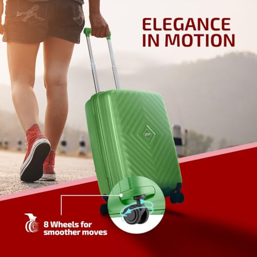 Image of VIP Quad Pro Cabin 55 Cm 8 Spinner Wheels Trolley Bags for Travel, Hard Case Lightweight Bag with TSA Lock, Anti-Theft Zipper & Premium Interiors (Green) (Small)