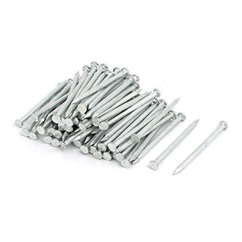 Aexit 2.5-inch Length fastener Carbon Steel Point Tip Wall Cement Nails Silver Tone 100pcs Model:52as534qo276