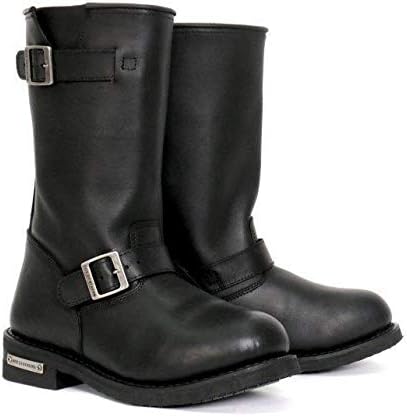 Hot Leathers BTM1002 Men's Black 11-inch Round Toe Engineer Leather Boots - 7.5