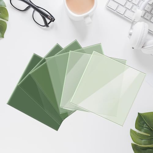 Image of FYSUIMU 12 Sheets Sage Green Acrylic Sheets 1 /8 Thick 12 x 12 Inch Opaque Cast Plexiglass Sheet Acrylic Panel Gradient Green Colored Plastic Sheets for DIY Crafts Laser Cutting Engraving Badges
