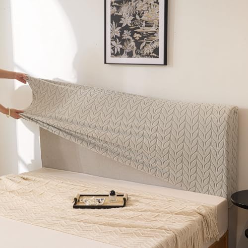 Image of HOMETHREADS Stretchable Lycra /Velvet Headboard Cover | Soft, Dust-Proof & Wrinkle-Resistant Bed Back Protector | Fits Leather, Wooden & Fabric Bedsides |for 5ft to 5.5ft Beds | (Light Grey, 150x65cm)