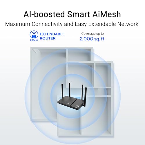Image of ASUS RT-BE50 7 Expandable Wi-Fi Router - Dual Band BE3600, 4K-QAM, MLO, 160MHz Channels, AiMesh, 3 Ports 1G LAN, 1 Port 2.5G WAN