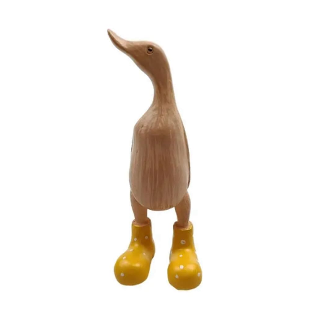 CTRLZS Resin Duck Statue Garden Sculpture Cute Cartoon Ducks Wearing Spotted Wellies Boot Good Luck Figurine Yellow-L