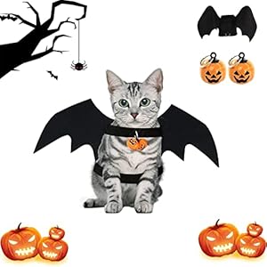 Alas de murciélago de Halloween,Disfraz De Gato con Campanas,Ropa del Mascotas, Apto para Cachorros y Gatitos Cosplay