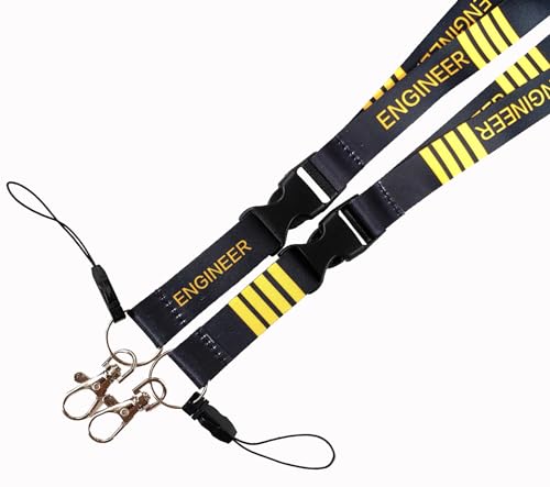 Flight Engineer Mechanical Inspect Operate Aerospace Crew Aircrew Airplane Plane Navigator Aircraft Software Ship Detachable 20.2" Neck Lanyard Keychain Holder ID Badge Mobile Phone Pin Strap