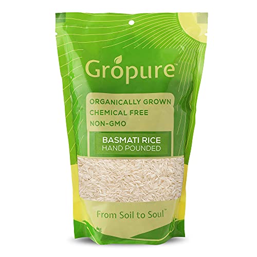 Image of GroPure Organic: From Soil to Soul - Basmati Rice - 4.5kg I Organic Biryani Rice I Hand Pounded I Unpolished rice which has rich fibre making it more nutritious I Best Aromatic Biryani I Best Organic Basmati