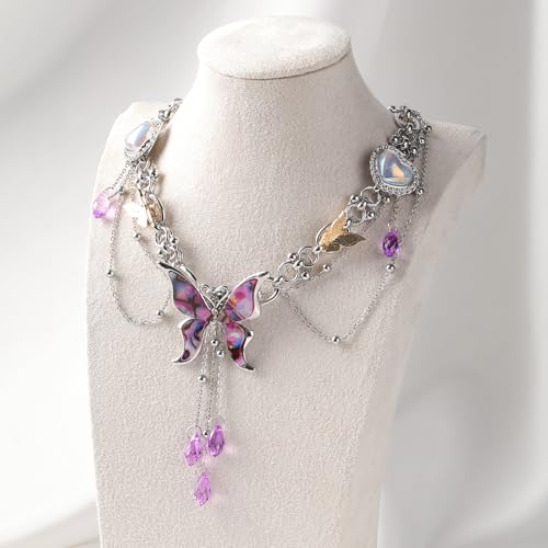MOSTORY Fairy Butterfly Choker for Women - Beaded Renfaire Necklace for Fairycore Aesthetic Outfit Renaissance Cosplay3