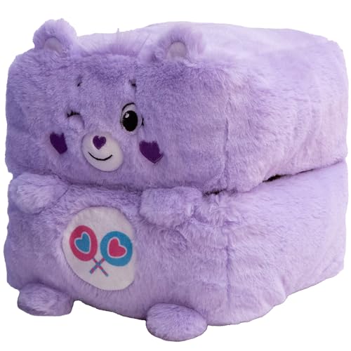 Happy Nappers: Care Bears 10' Pop N' Play Cube - Share Bear - Mushmillow Character Unfolds Into A Plush Pillow, Multi-Use, Chair-Footrest, Kids Toy