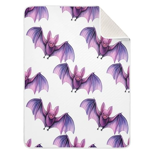 Burbuja Watercolor Bats Baby Blanket for Boys Girls, Nursery Soft Warm Swaddling Receiving Baby Blankets, 30x40 in Toddler Blanket