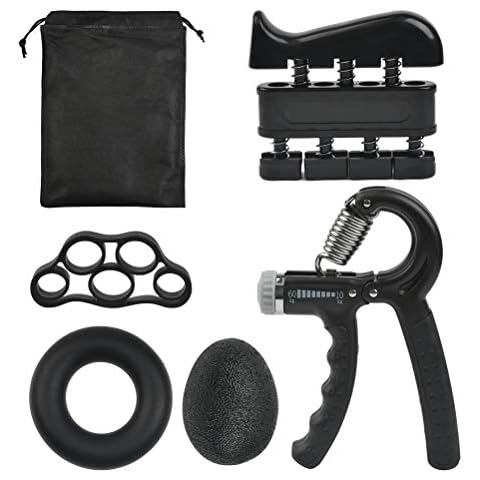 CENBEN 5 PCS Hand Grip Strengthener Set Strength Training Equipment Forearm Finger Exerciser, Finger Stretcher, Adjustable Hand Gripper, Exercise Ring & Grip Ball for Athlete, Musicians Cover