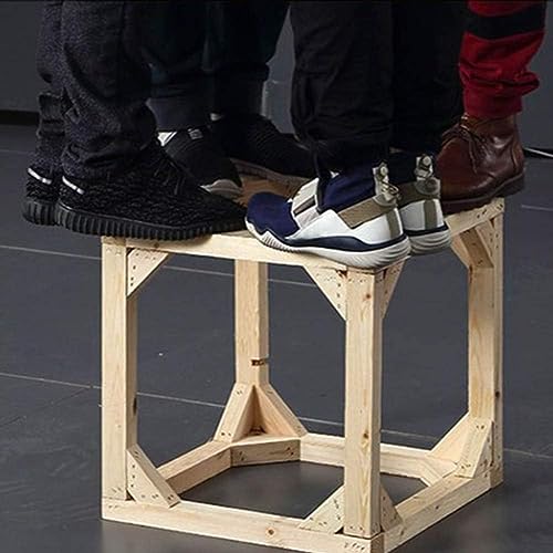 Repose-pieds en cuir marron et structure robuste en bois massif véritable - 2