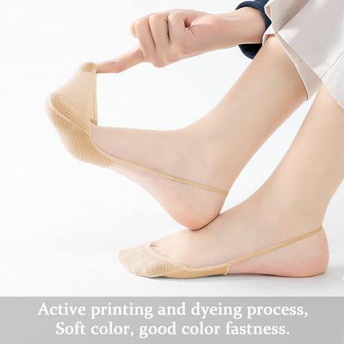 Image of No Show Socks with Invisible Sling Back Womens, 6 Pairs Low Cut Half Toe Topper Socks with Non-Slip Straps for Heels
