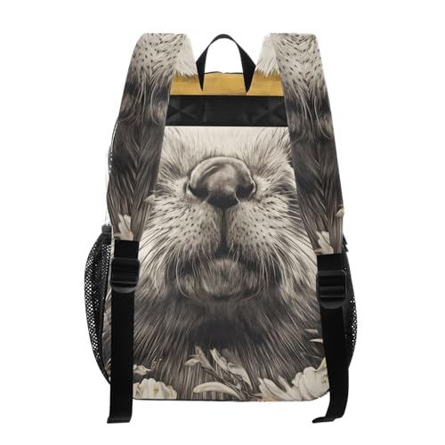 Otter Floral Gold Cute Clear Backpack, PVC Transparent Bag with Large Capacity for Boys, Girls, Men, Women, See Through Bookbag for School Work College Travel3