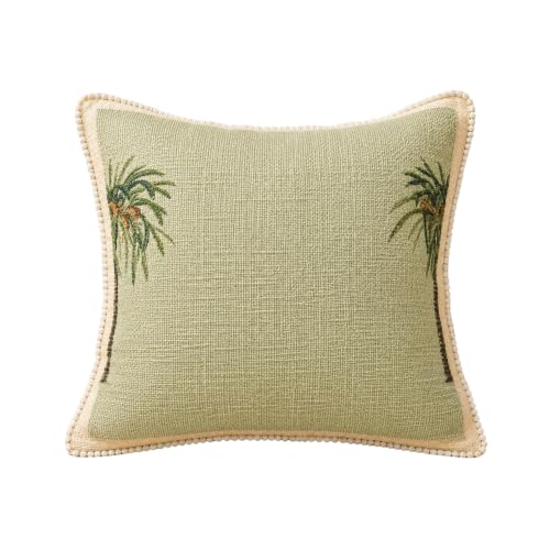 Image of Floral Cotton Cushion Cover Set, White & Green, Pack of 5