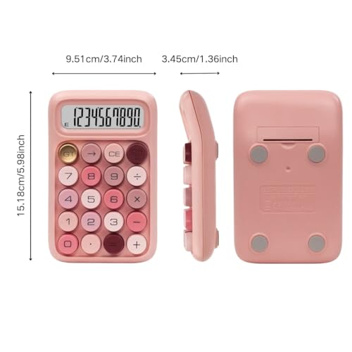 Image of CBK KARUIDA Transparent Desk Calculator with Pastel Mechanical Buttons with 10 Digit Display, Anti-Slip Base Handheld Ergonomic Keyboard Basic Small Calculator for Home, School, Office