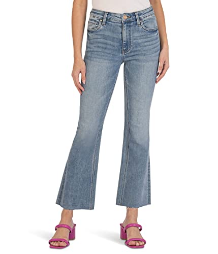 KUT from the Kloth Kelsey Fab Ab Ankle Flare in Comprehensive Jeans for Women, High-Rise and Belt Loops