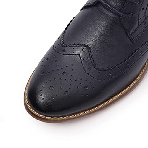Image of Mona flying Women's Leather Brogue Ankle Boots Lace-up Oxford Booties