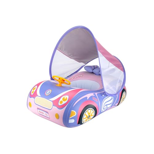 KIXZSAZ Anillo de Asiento de natación para Coche, Anillo de natación Inflable, Flotador portátil para Piscina, Bonito Juguete de baño Circular de Verano con Dosel, Rosa