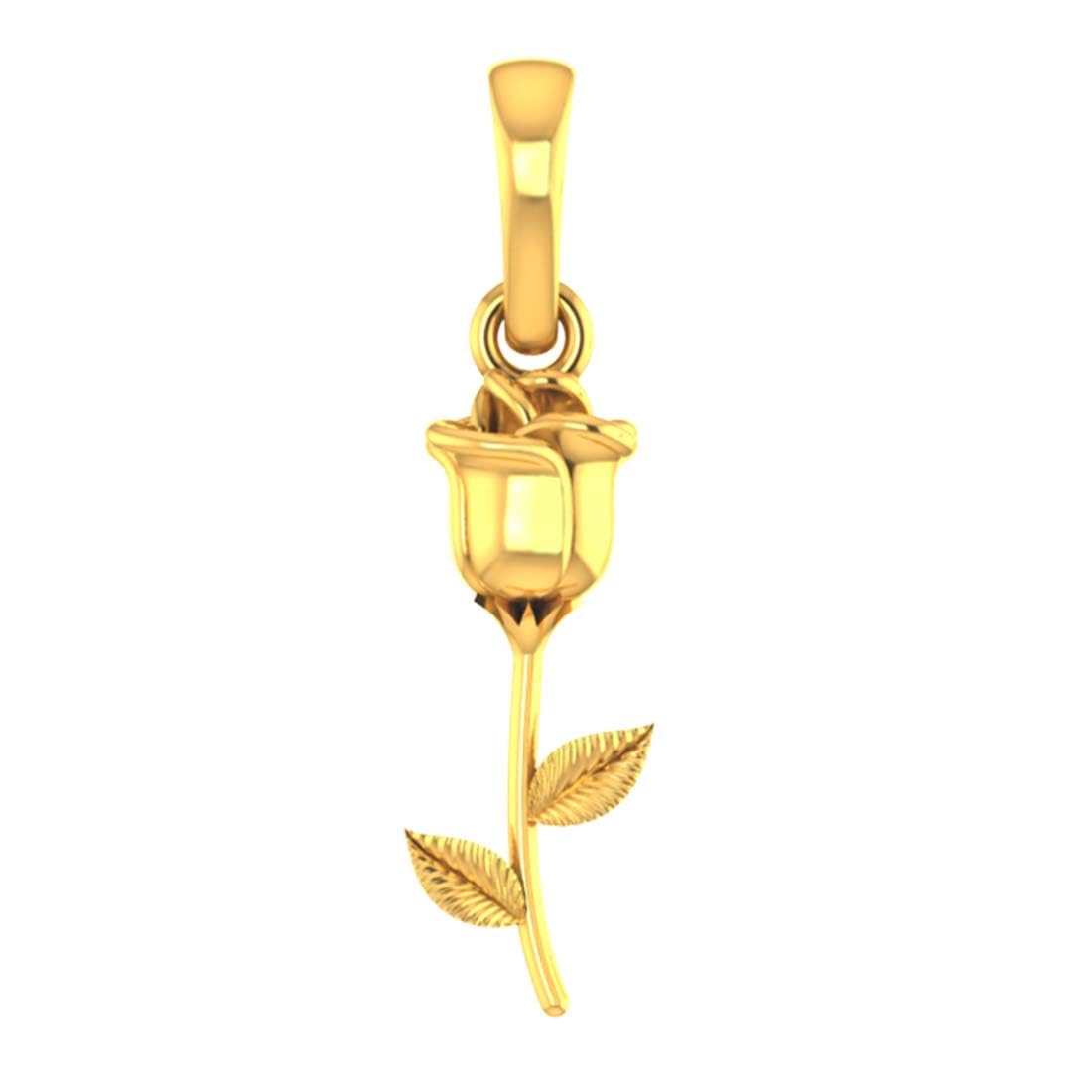 14Kt (585) Yellow Gold Charming Gold Rose Bud Pendant (Without Chain)-image-15