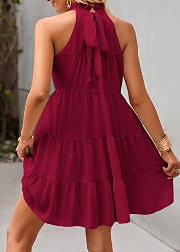 Image of KIRUNDO Summer Sundresses for Women Halter Dress Babydoll