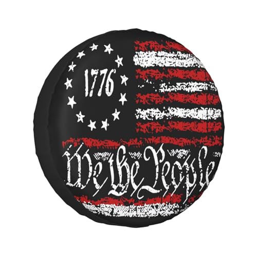 Image of Vintage America American Flag Spare Tire Cover Weatherproof Wheel Protectors Dust-Proof Sun Protection Wheel Tire Covers Universal Fit for Truck SUV RV Camper Trailer Car Accessories 15 inch